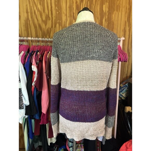 FREE PEOPLE Lake Tahoe Color Block Cardigan Sweater Button Down Size M Boho - Picture 7 of 9